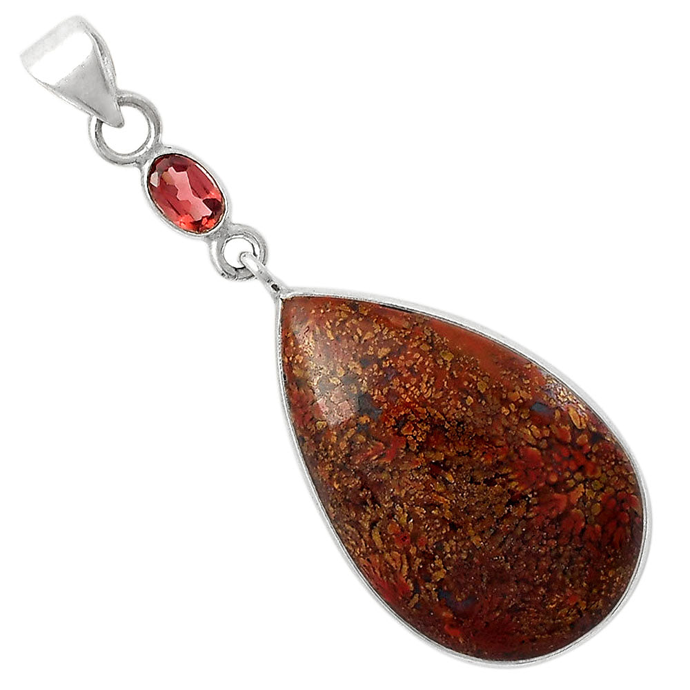 Natural Red Moss Agate & Garnet Pendant P-1098 SDP105005