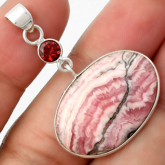Rhodochrosite Argentina & Garnet Pendant P-1098 SDP105010