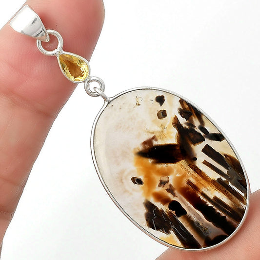 Natural Tube Agate Turkish & Citrine Pendant P-1098 SDP105023