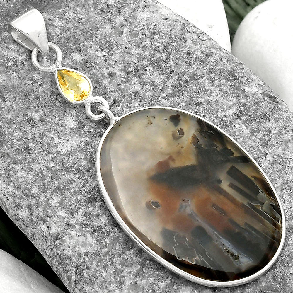Natural Tube Agate Turkish & Citrine Pendant P-1098 SDP105023
