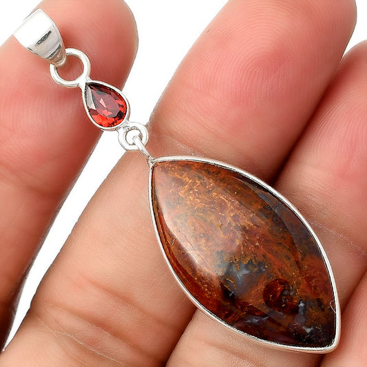 Natural Red Moss Agate & Garnet Pendant P-1098 SDP105033