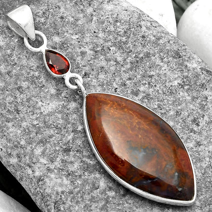 Natural Red Moss Agate & Garnet Pendant P-1098 SDP105033