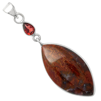 Natural Red Moss Agate & Garnet Pendant P-1098 SDP105033