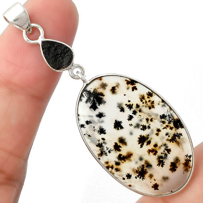 Robinson Ranch Plume Agate & Tektite Rough Pendant P-1098 SDP105051