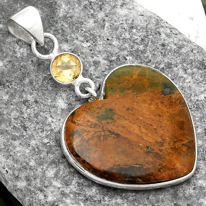 Heart Turkish Rainforest Chrysocolla & Citrine Pendant P-1098 SDP105059
