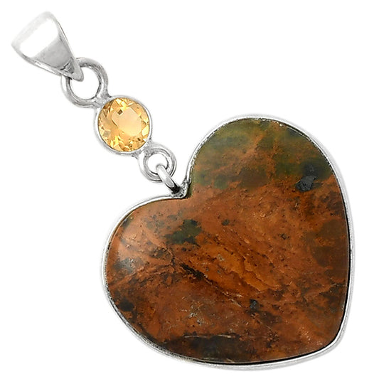 Heart Turkish Rainforest Chrysocolla & Citrine Pendant P-1098 SDP105059