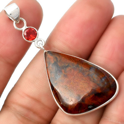 Natural Red Moss Agate & Garnet Pendant P-1098 SDP105094