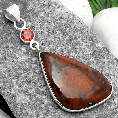 Natural Red Moss Agate & Garnet Pendant P-1098 SDP105094