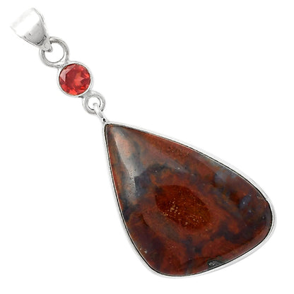 Natural Red Moss Agate & Garnet Pendant P-1098 SDP105094