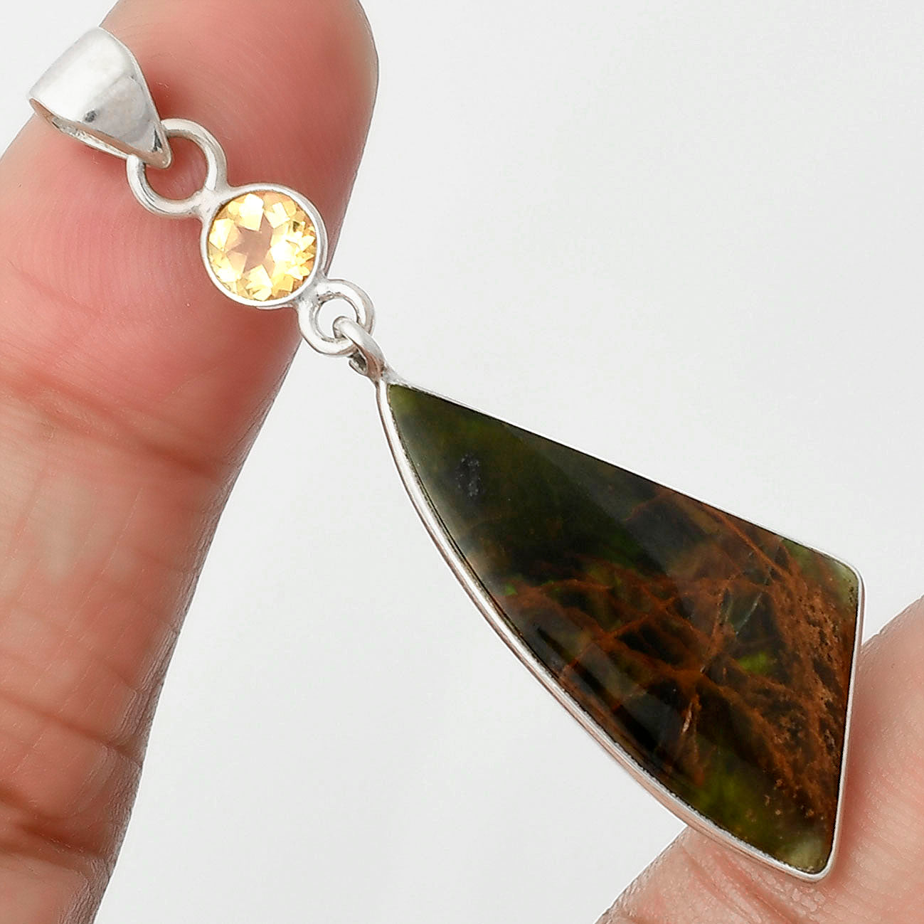 Turkish Rainforest Chrysocolla & Citrine Pendant P-1098 SDP105117