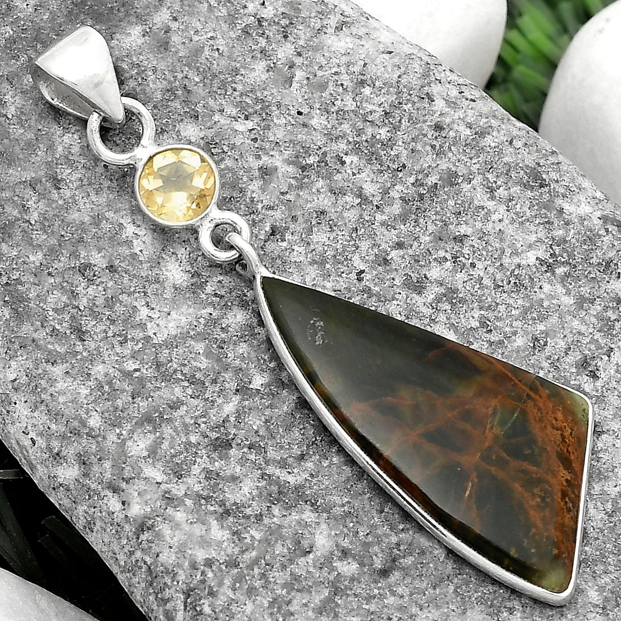 Turkish Rainforest Chrysocolla & Citrine Pendant P-1098 SDP105117