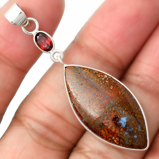 Natural Red Moss Agate & Garnet Pendant P-1098 SDP105118