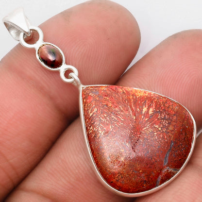 Red Moss Agate & Chalama Black Opal Pendant P-1098 SDP105160
