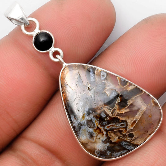 Tube Agate - Turkish & Black Onyx Pendant P-1098 SDP105176