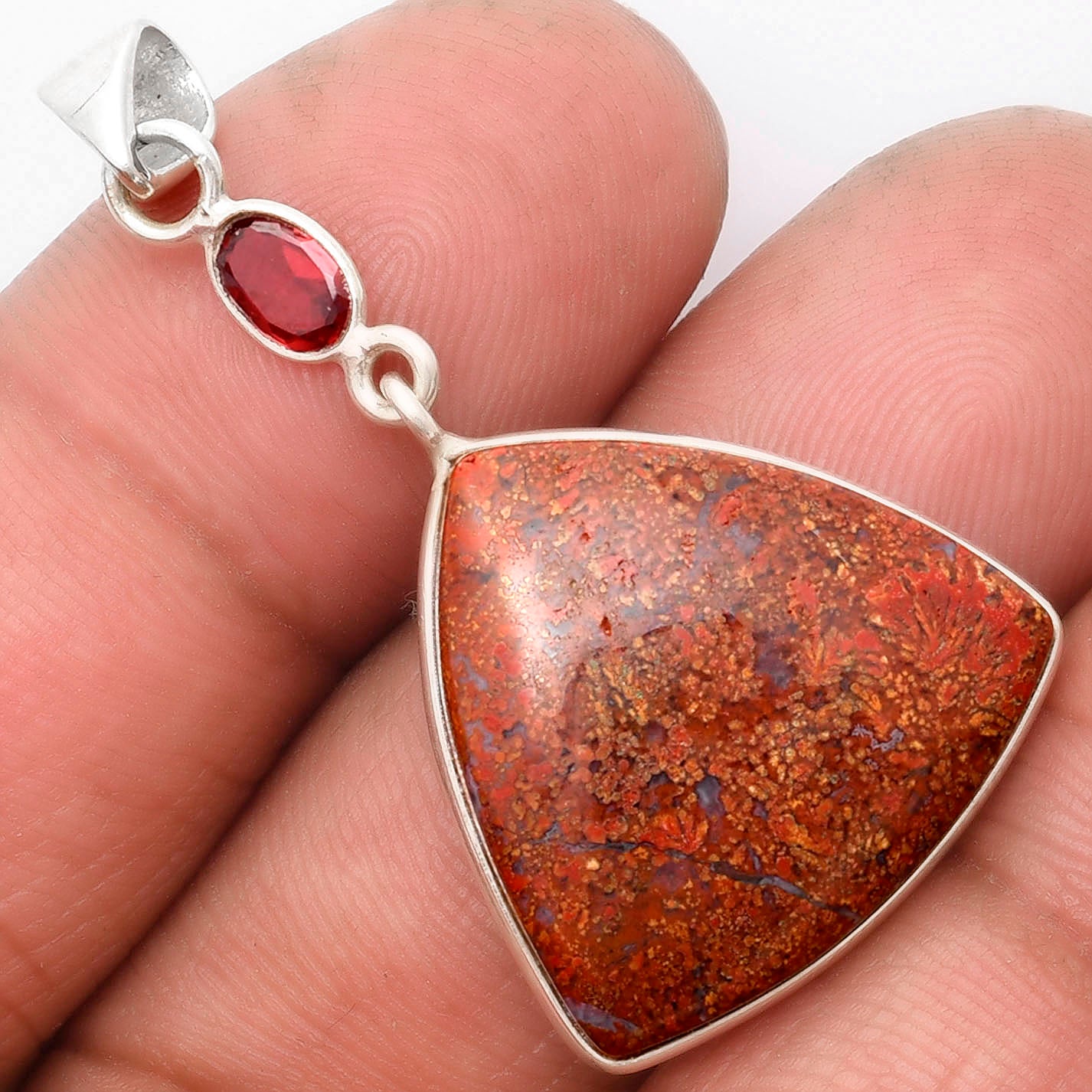 Natural Red Moss Agate & Garnet Pendant P-1098 SDP105183