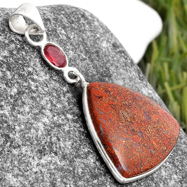 Natural Red Moss Agate & Garnet Pendant P-1098 SDP105183