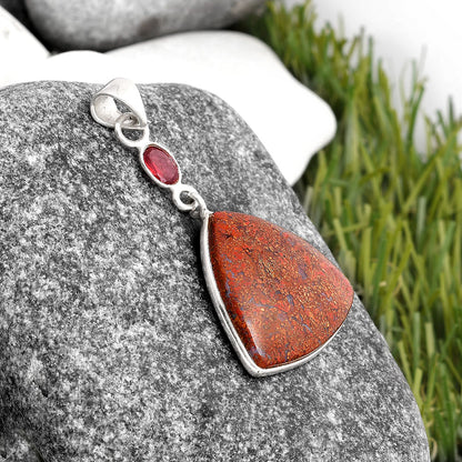 Natural Red Moss Agate & Garnet Pendant P-1098 SDP105183