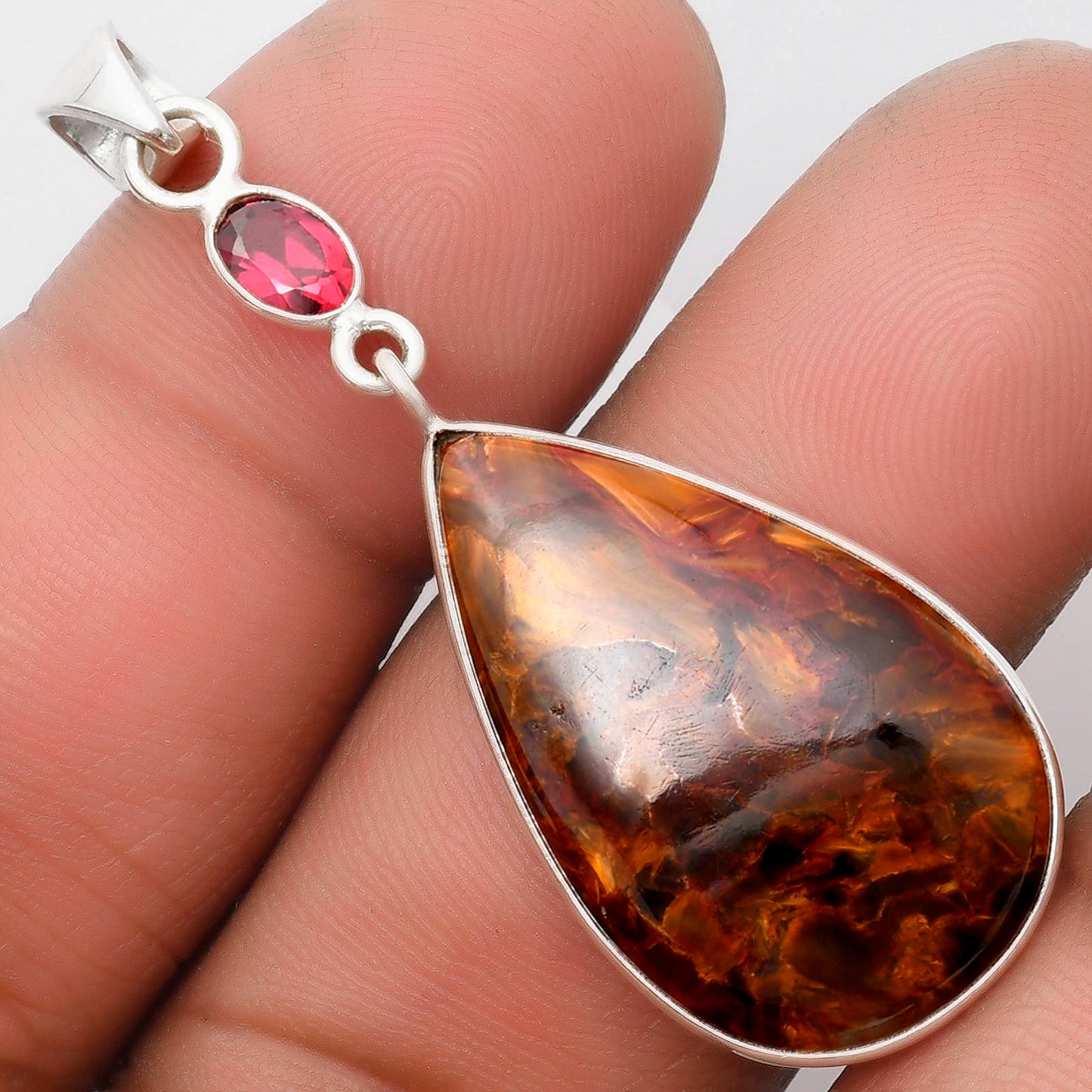 Natural Pietersite - Namibia & Garnet Pendant P-1098 SDP105184