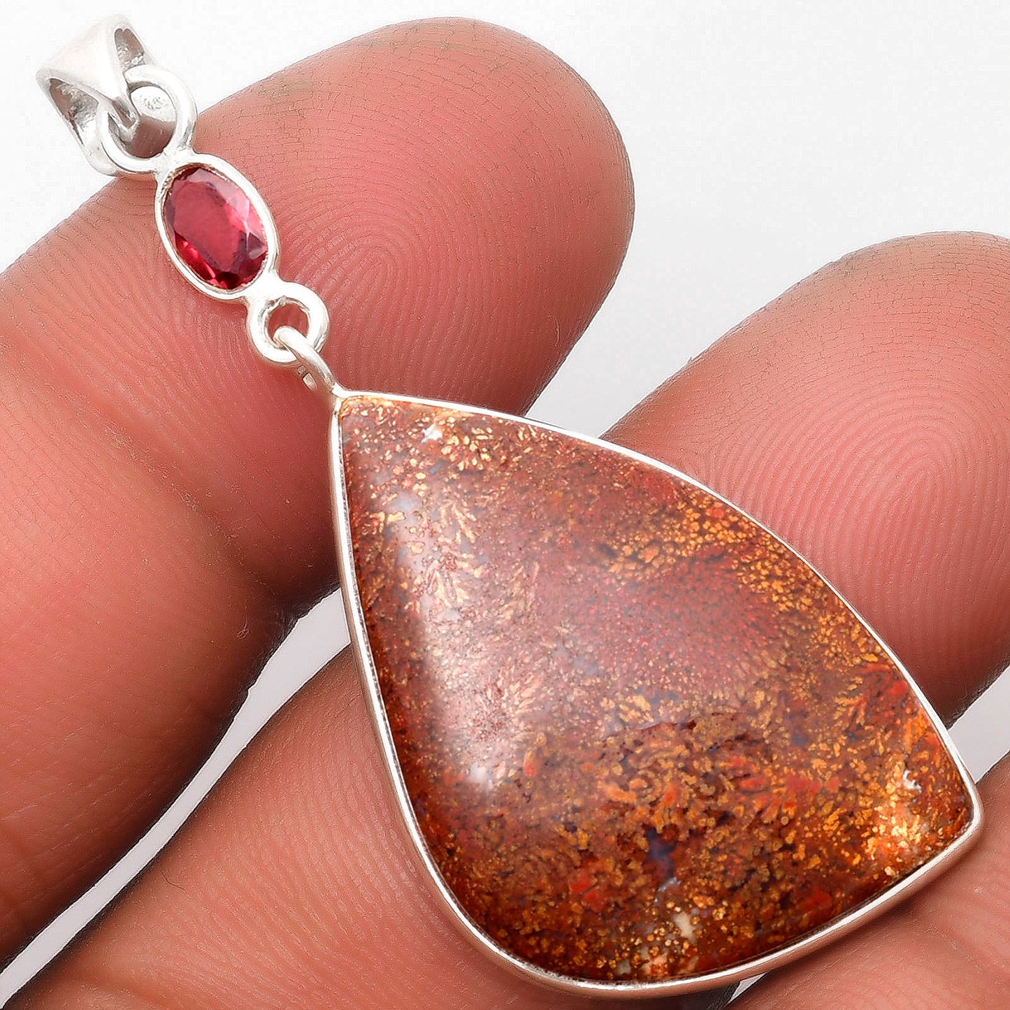 Natural Red Moss Agate & Garnet Pendant P-1098 SDP105190