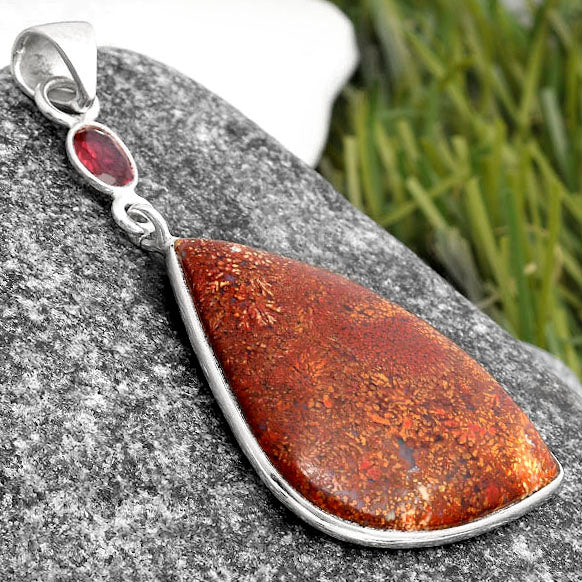 Natural Red Moss Agate & Garnet Pendant P-1098 SDP105190