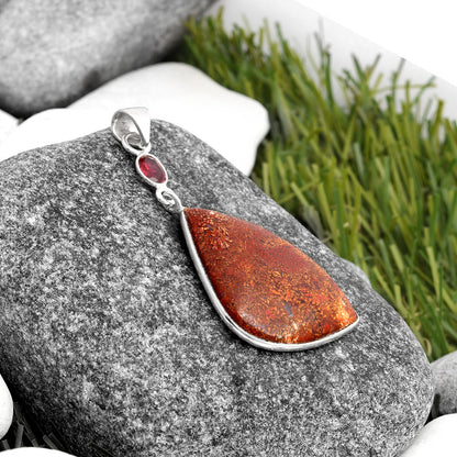 Natural Red Moss Agate & Garnet Pendant P-1098 SDP105190