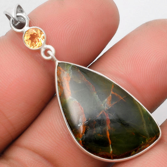 Turkish Rainforest Chrysocolla & Citrine Pendant P-1098 SDP105194