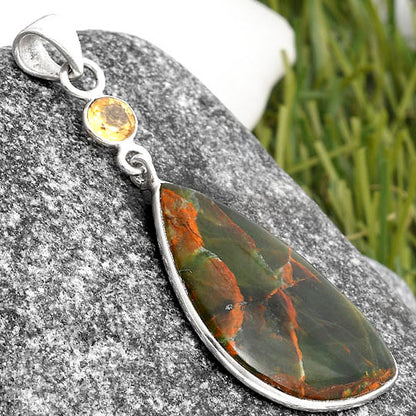 Turkish Rainforest Chrysocolla & Citrine Pendant P-1098 SDP105194
