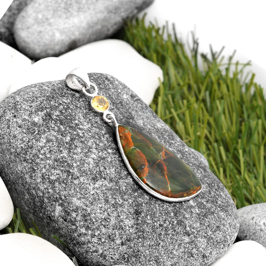 Turkish Rainforest Chrysocolla & Citrine Pendant P-1098 SDP105194