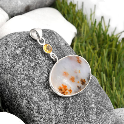 Robinson Ranch Plume Agate & Citrine Pendant P-1098 SDP105198