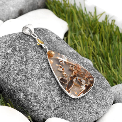 Natural Tube Agate Turkish & Citrine Pendant P-1098 SDP105227