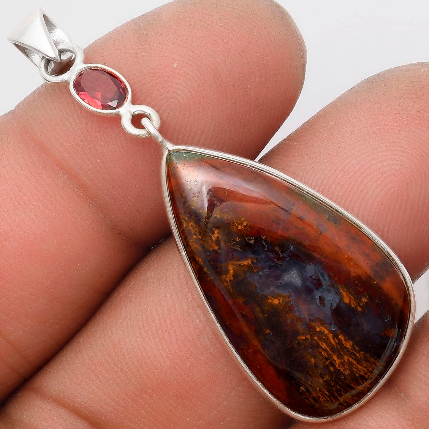 Natural Red Moss Agate & Garnet Pendant P-1098 SDP105238