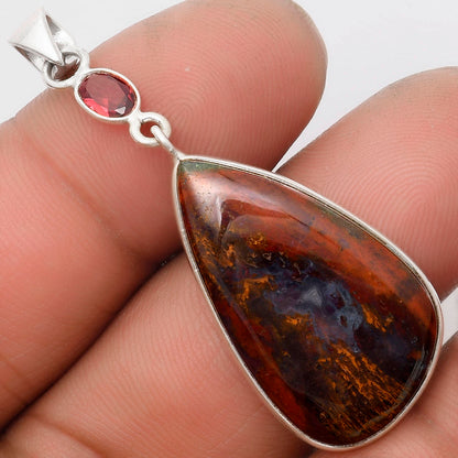 Natural Red Moss Agate & Garnet Pendant P-1098 SDP105238