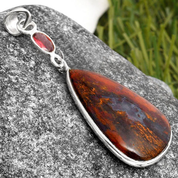 Natural Red Moss Agate & Garnet Pendant P-1098 SDP105238