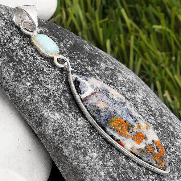 Indian Blanket Jasper & Fire Opal Pendant P-1098 SDP105388