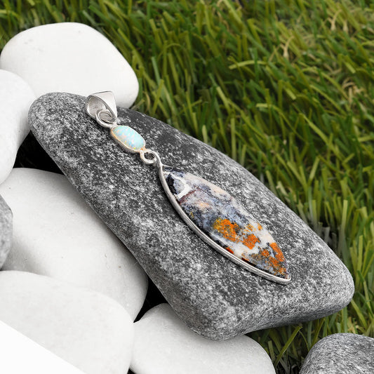 Indian Blanket Jasper & Fire Opal Pendant P-1098 SDP105388