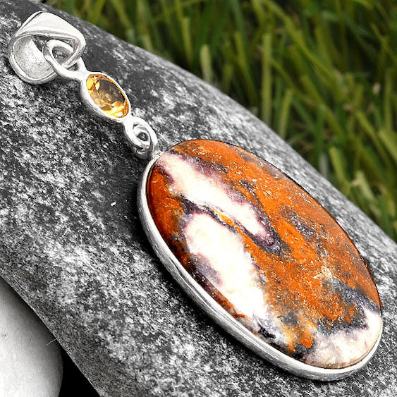 Natural Indian Blanket Jasper & Citrine Pendant P-1098 SDP105411
