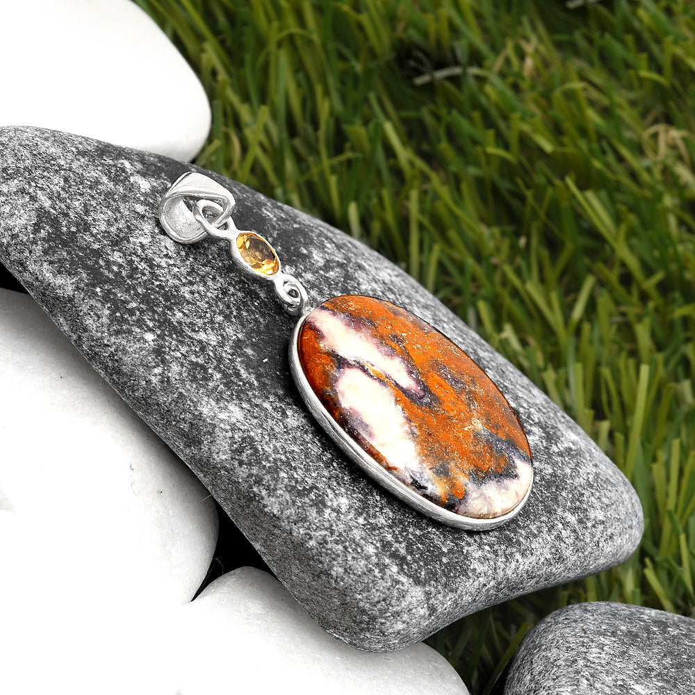 Natural Indian Blanket Jasper & Citrine Pendant P-1098 SDP105411
