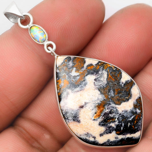 Indian Blanket Jasper & Fire Opal Pendant P-1098 SDP105451