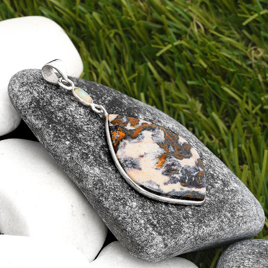 Indian Blanket Jasper & Fire Opal Pendant P-1098 SDP105451
