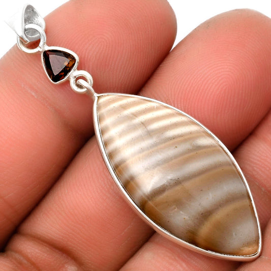 Natural Flint Stone & Smoky Quartz Pendant P-1098 SDP105466