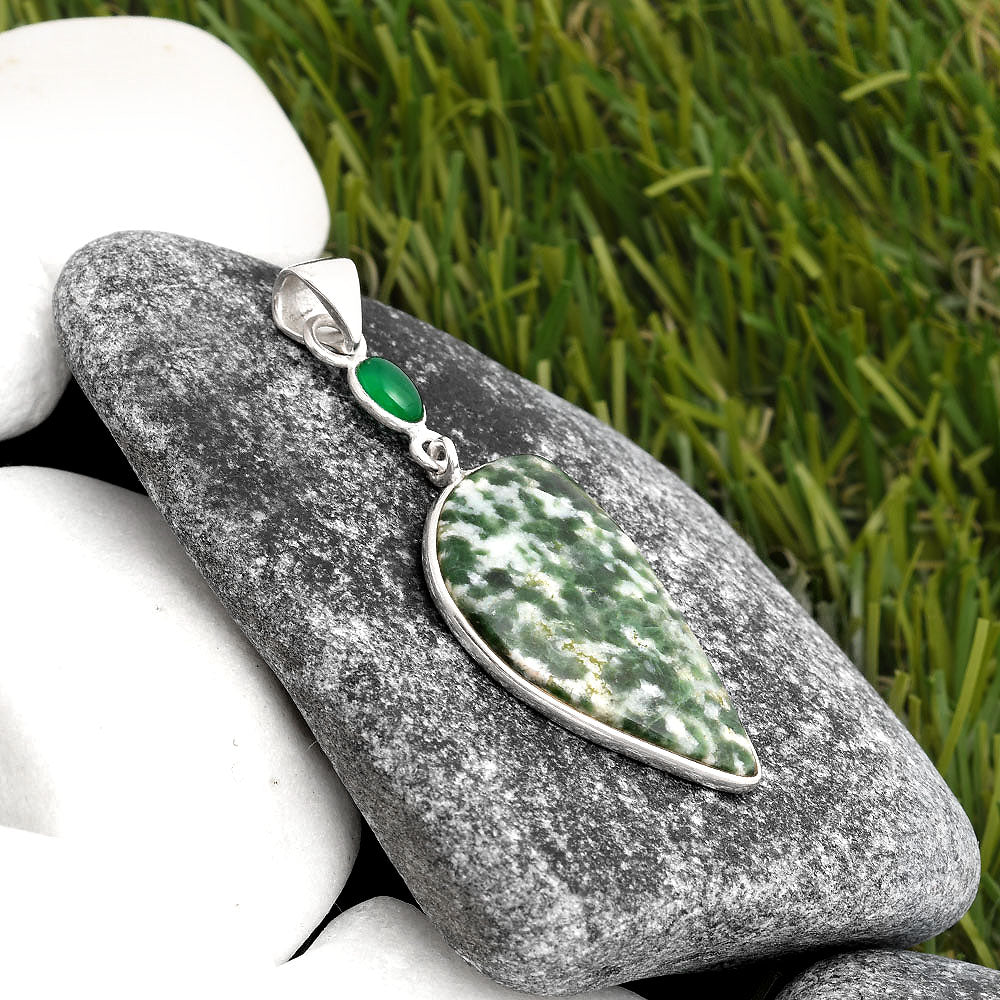 Natural Dioptase & Green Onyx Pendant P-1098 SDP105523