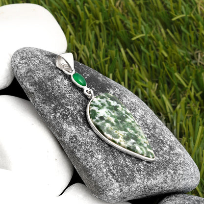 Natural Dioptase & Green Onyx Pendant P-1098 SDP105523