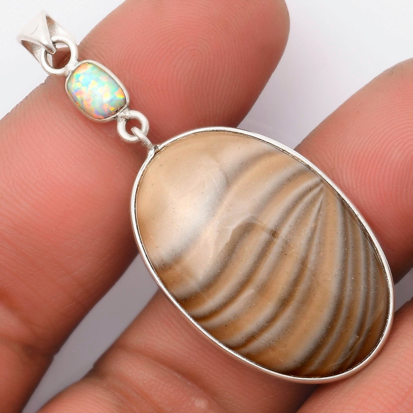Natural Flint Stone & Fire Opal Pendant P-1098 SDP105525