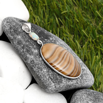 Natural Flint Stone & Fire Opal Pendant P-1098 SDP105525