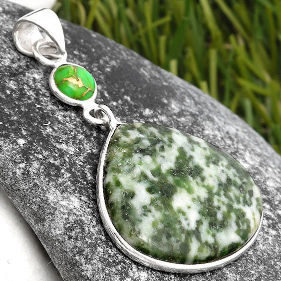 Dioptase & Copper Green Turquoise Pendant P-1098 SDP105526