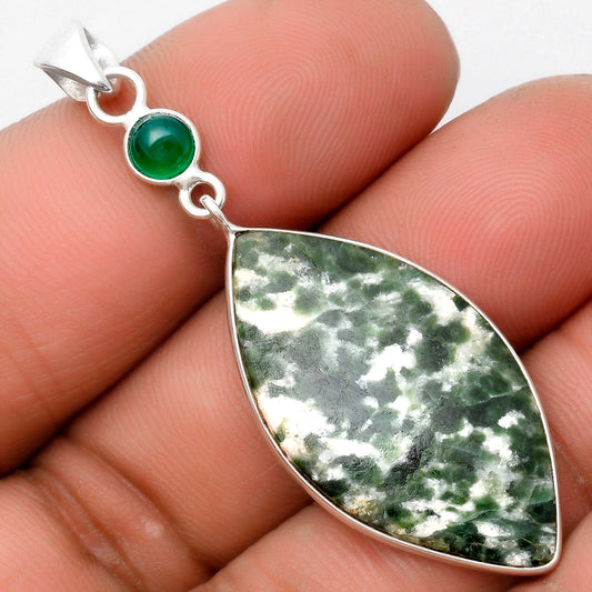 Natural Dioptase & Green Onyx Pendant P-1098 SDP105547