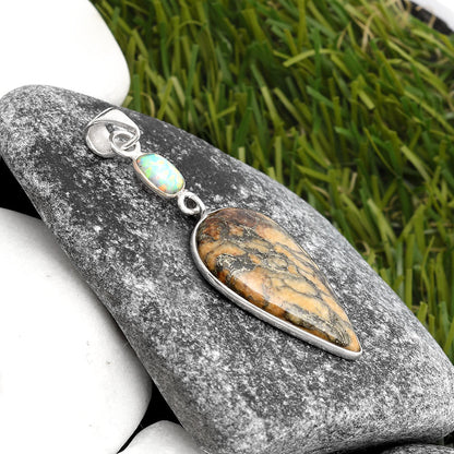Natural Feder Pyrite & Fire Opal Pendant P-1098 SDP105553