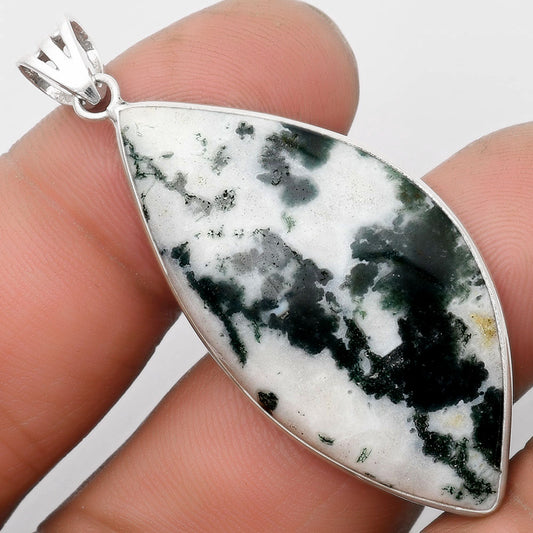 Natural Tree Weed Moss Agate - India Pendant P-1001 SDP105702
