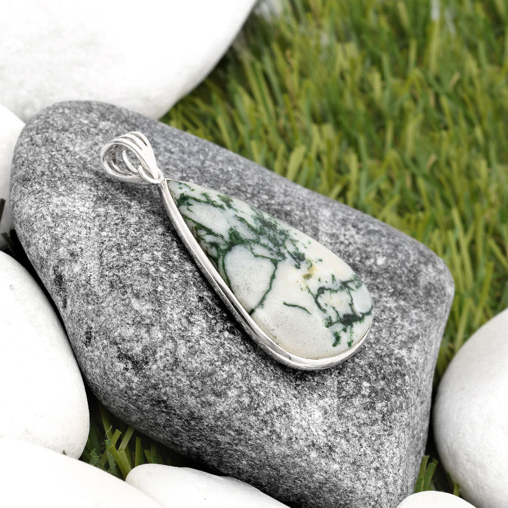Natural Tree Weed Moss Agate - India Pendant P-1001 SDP105807