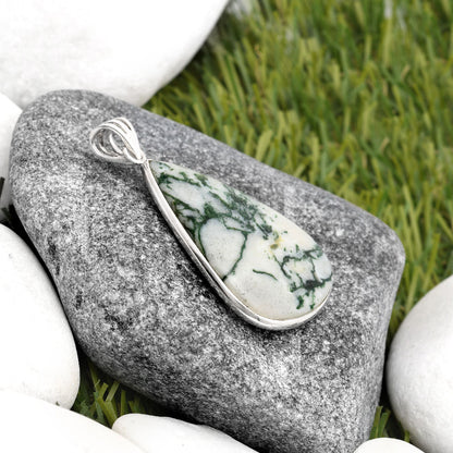Natural Tree Weed Moss Agate - India Pendant P-1001 SDP105807
